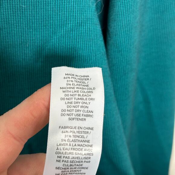 RHONE Delta Pique Long Sleeve Henley Pullover Deep Teal Lake Blue Sz M {LL48} - Picture 6 of 7